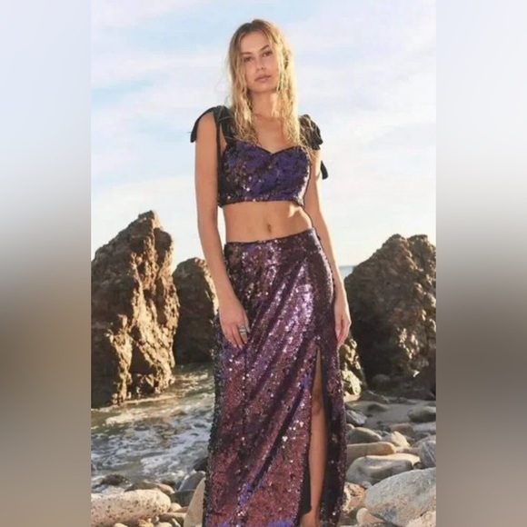 Free People Star Bright Sequin Skirt Set